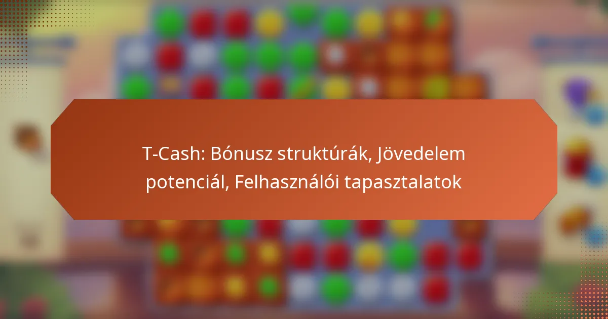 T-Cash: Bónusz struktúrák, Jövedelem potenciál, Felhasználói tapasztalatok