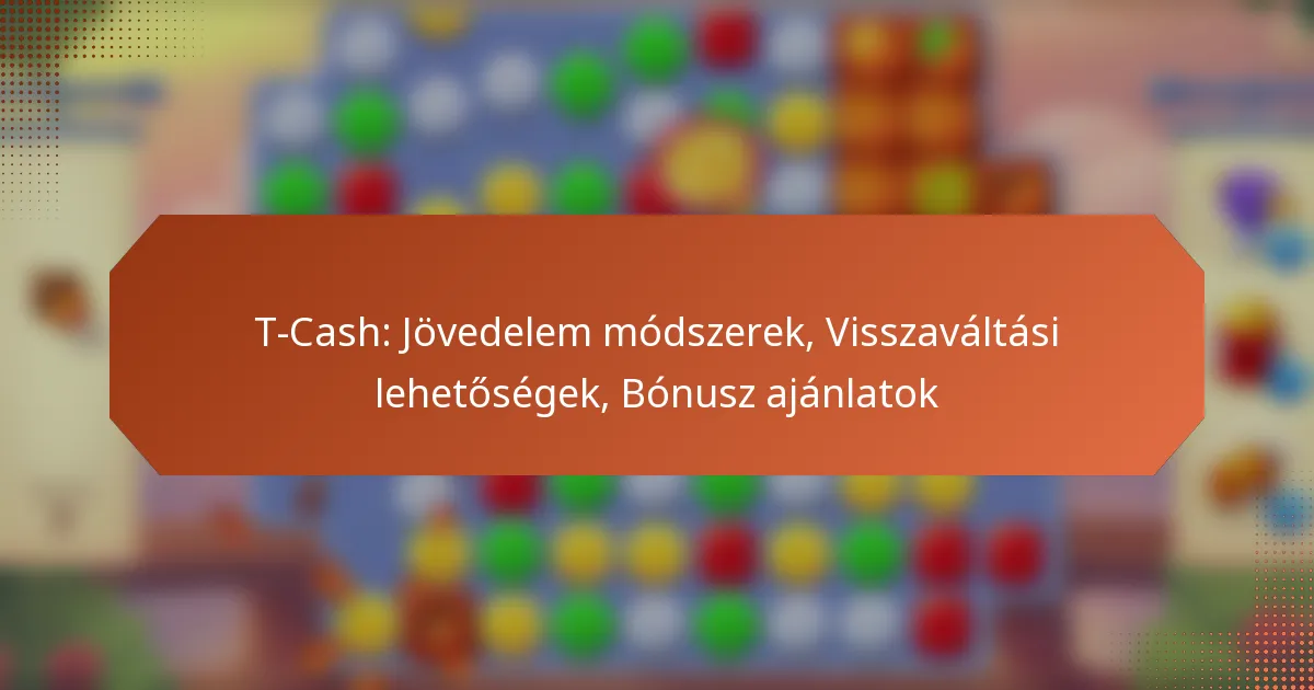 T-Cash: Jövedelem módszerek, Visszaváltási lehetőségek, Bónusz ajánlatok